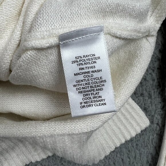 Cable & Gauge Cowl Neck Athletic Sweater Womens XS White Ivory Long Sleeve - Picture 6 of 7